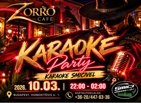 Karaoke a Cafe Del Zorro-ban 22:00 - 02:00